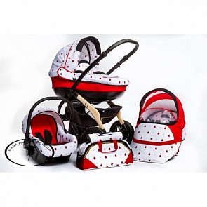 Коляска D.P.G Camarelo Desing 3 в 1 color, красно-белая в горох (DPG, DPG_ DESING 3v1_03)